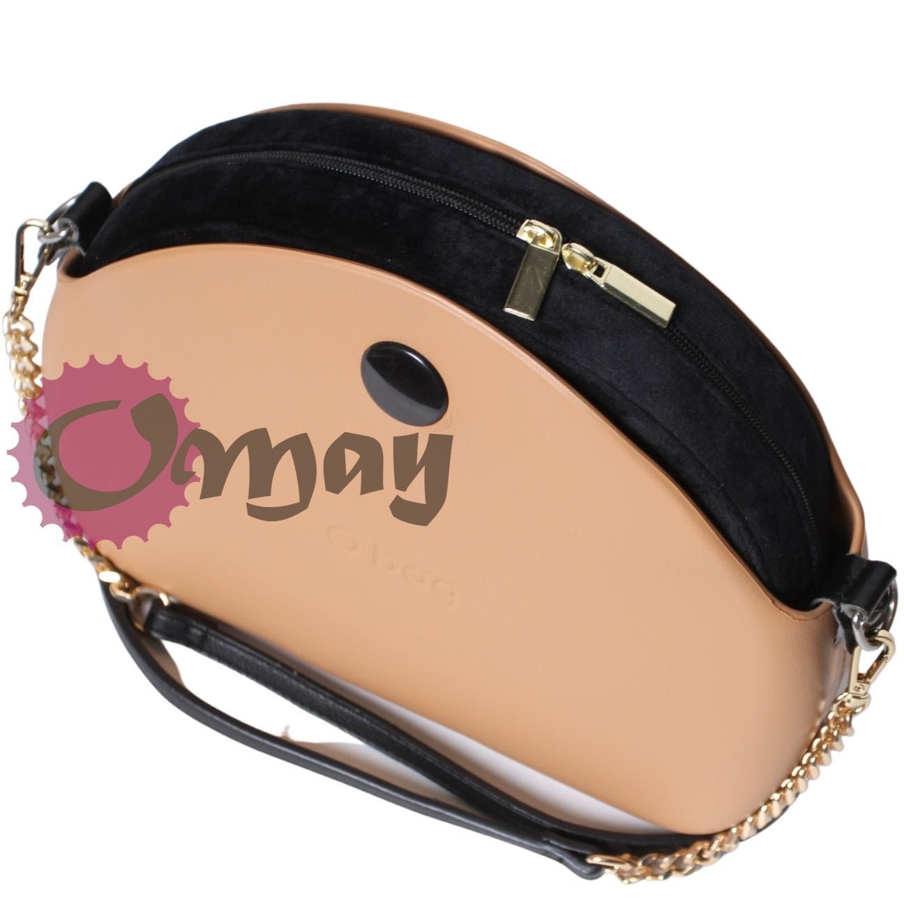 organizer OBAG MOON LIGHT czarny welur Velvet złoto 2 kieszenie OMAY