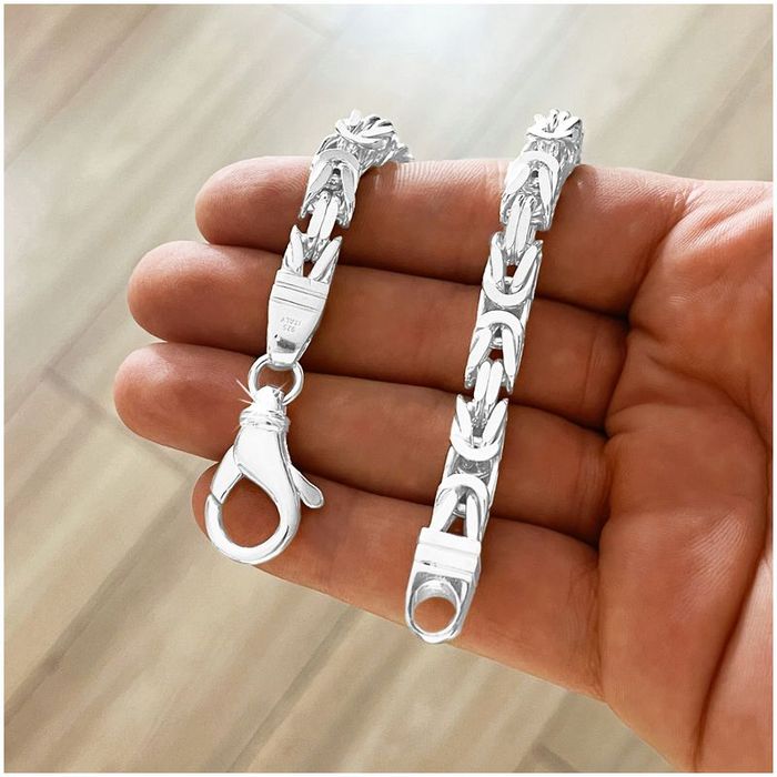 Potęzna Męska Bransoleta Splot Królewski 22cm/8mm Srebro Pr. 925 + Gra