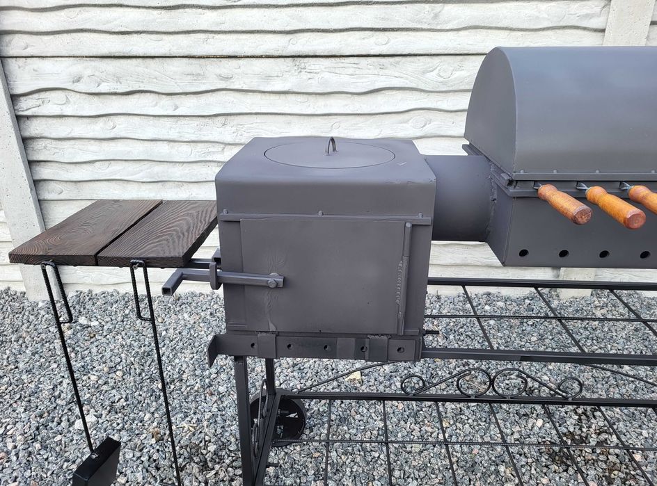 Мангал 4в1! 5 мм! Коптильня Барбекю Гриль с Крышкой, Печь под Казан