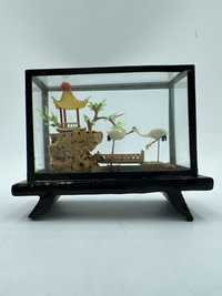 Diorama Chiny rzeźba 3D drewno korkowe orientalna