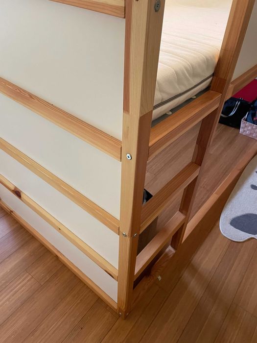 Dwustronne łóżko IKEA KURA + materac piankowy MALFORS