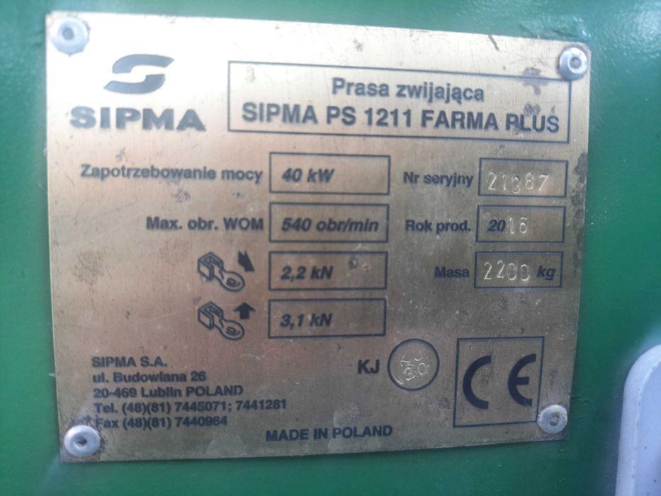 Sprzedam prasę SIPMA PS 1211 Farma Plus