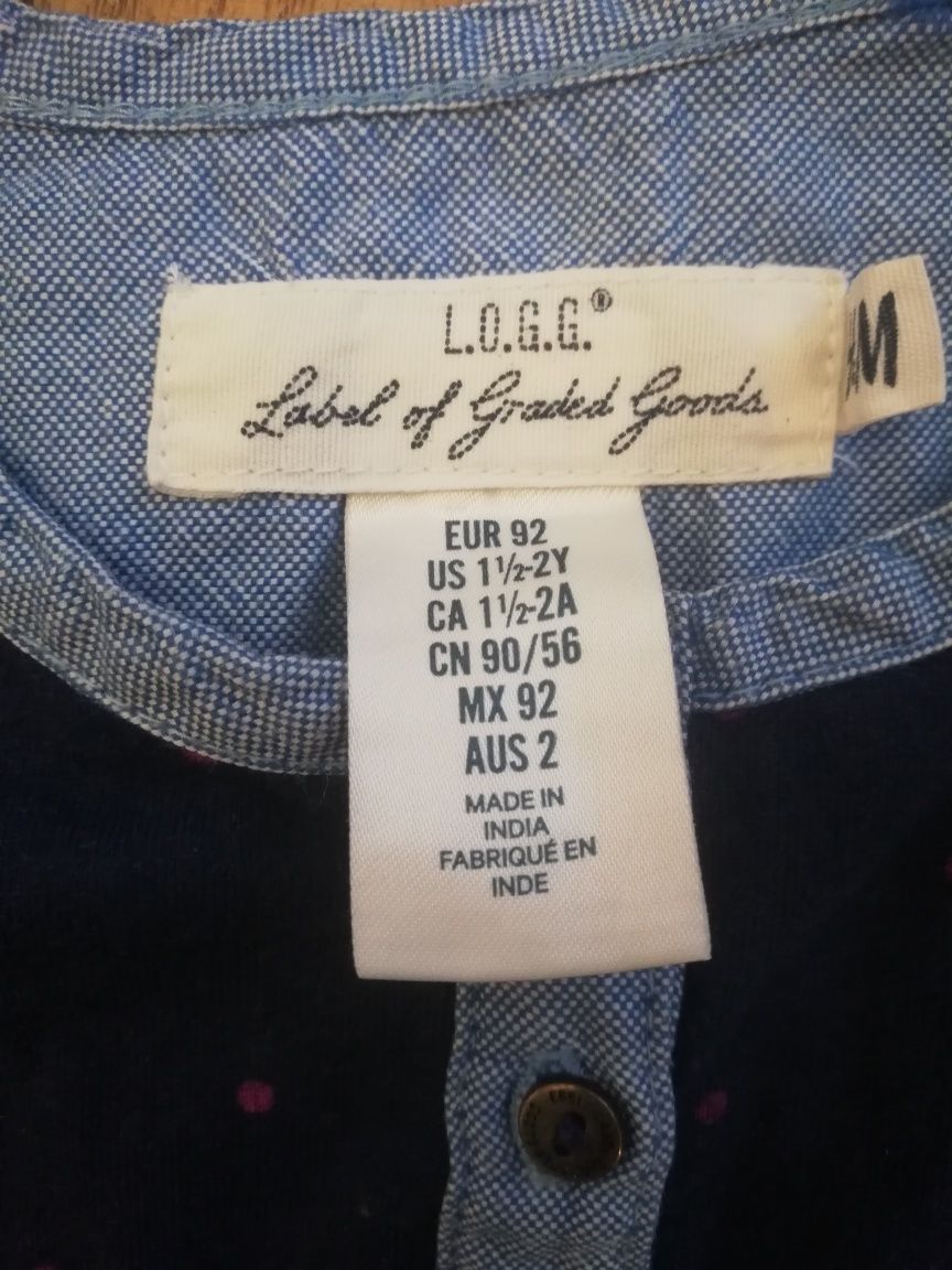 Sukienka, tunika, bawełniana, 92, H&M, LOGG, granatowa