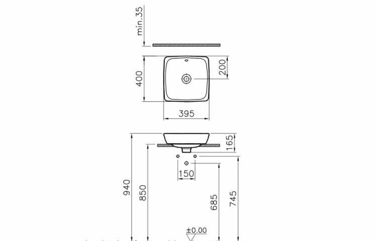 Umywalka nablatowa Vitra Metropole 40x40 - outlet