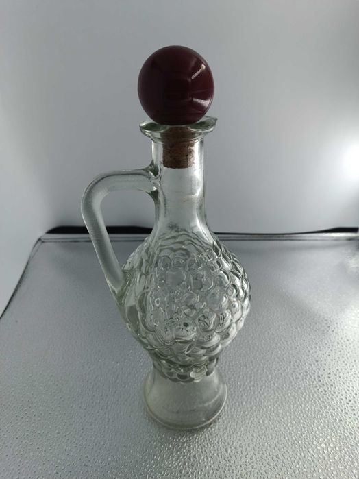 Szklana karafka PRL z korkiem • Kolekcjonerska vintage butelka