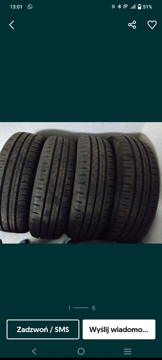 4 Letnie opony Continental, Aygo, 165/60 R15 H