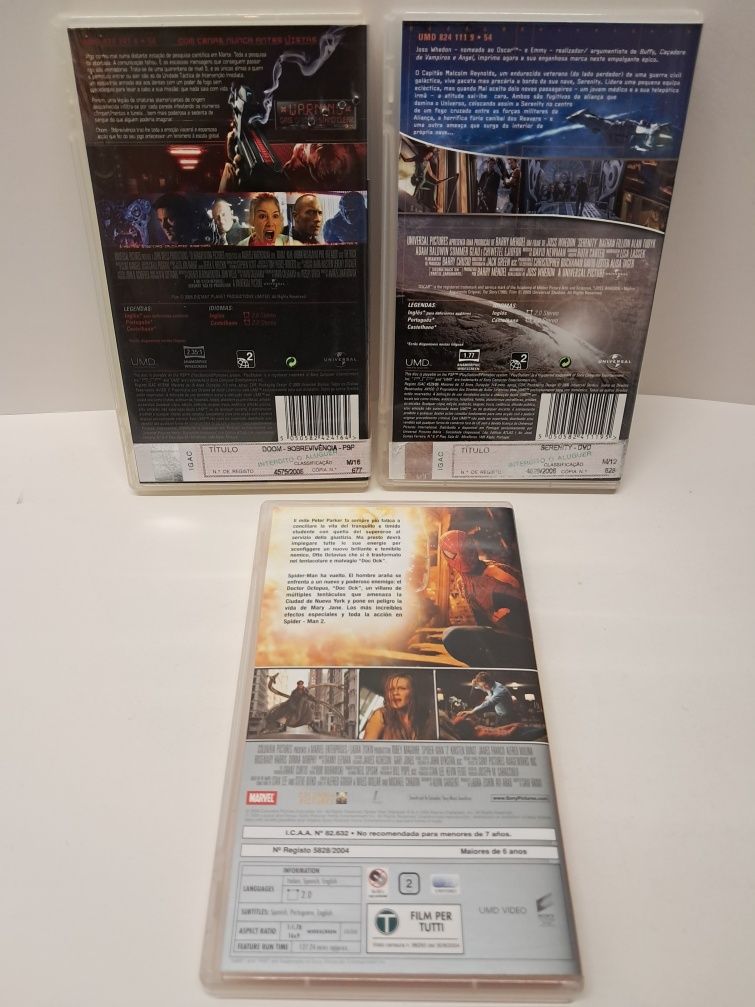 Filmes UMD - Doom, Spider-Man 2 e Serenity (PlayStation Portable, PSP)