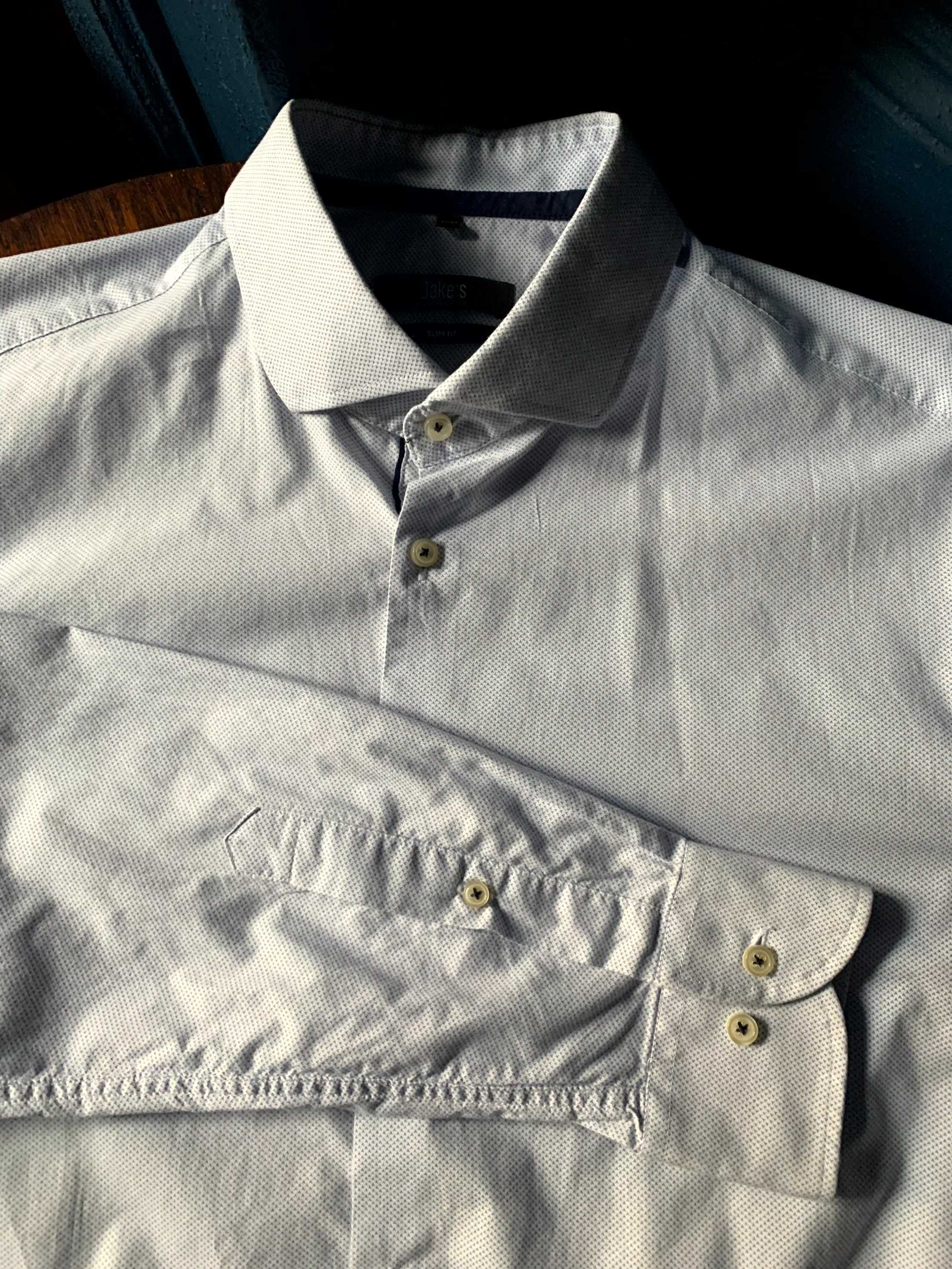 Jake's biała koszula długi rękaw slim fit 100% bawełna 41/42 stan BDB