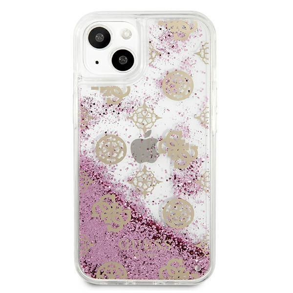 Etui Guess Peony Liquid Glitter do iPhone 13 Mini - Różowe Hardcase