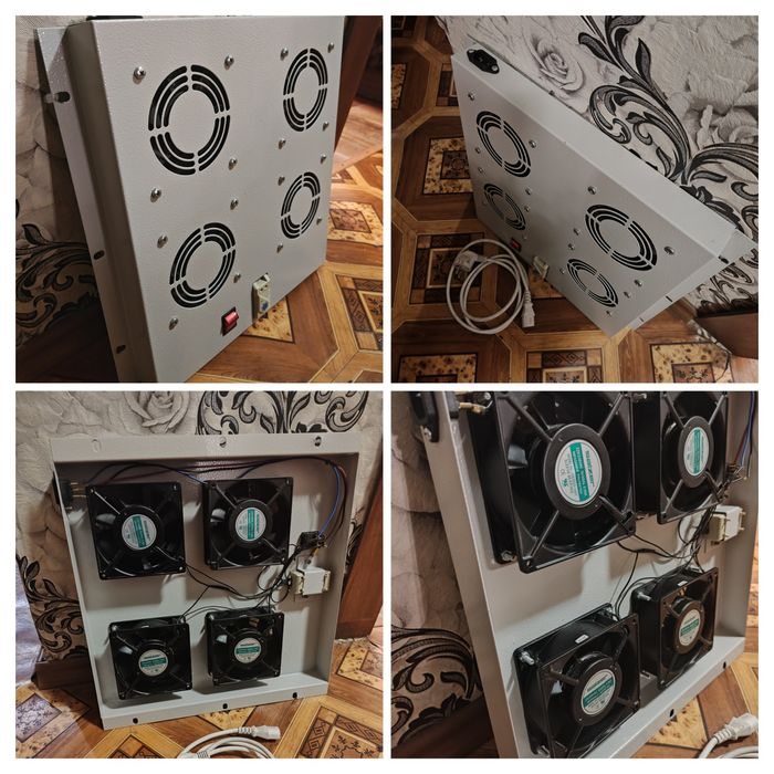 Серверный вентиляторный модуль на 4 вентилятора с термостатом