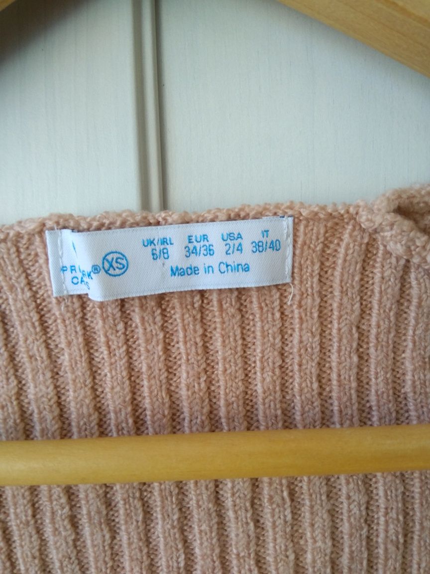 Sweter oversize z dekoltem camel S