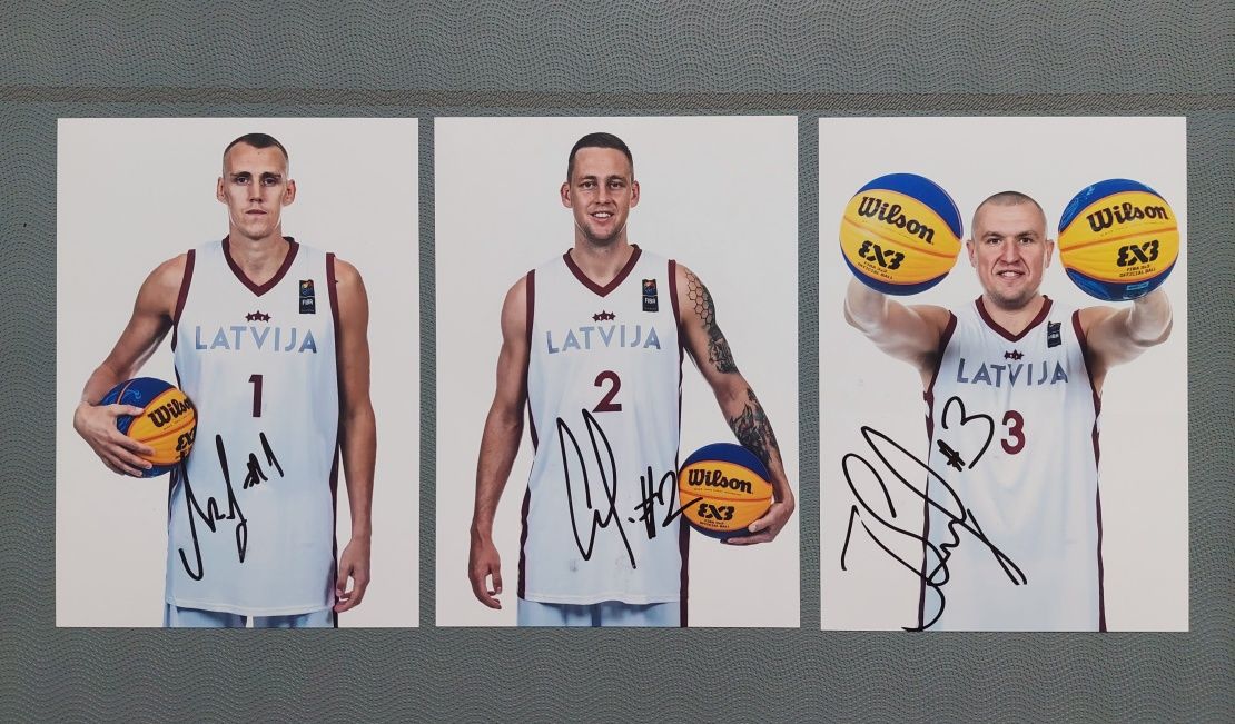 Autograf koszykówka Łotwa 3X3 okazja. Polecam