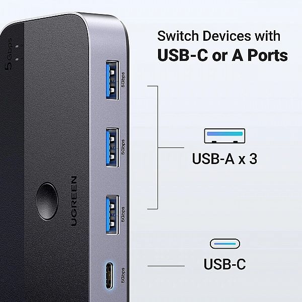 Przełącznik switch Ugreen Cm662 Usb 3.0 switch 2-in-4 + 2x kabel Usb-a