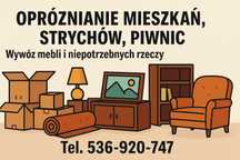 Opróżnianie mieszkań, piwnic, strychów, wywóz mebli różnych rzeczy