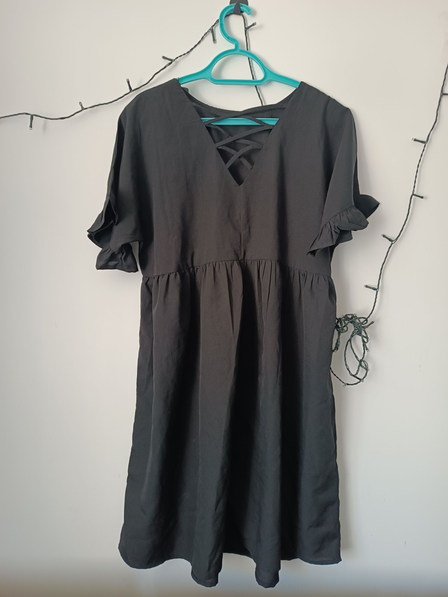 Nowa sukienka Boohoo czarna XL 14 narzutka na plaże na strój kąpielowy