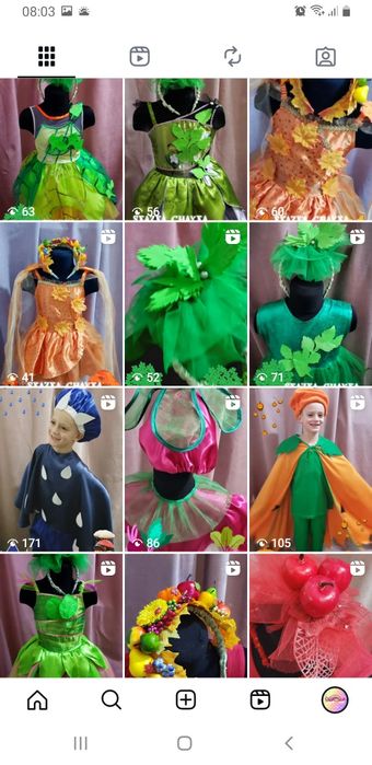 Костюм часник, картопля, баклажан, огірок, виноград, помідор