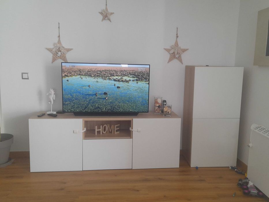 Movel sala ikea besta branco e carvalho