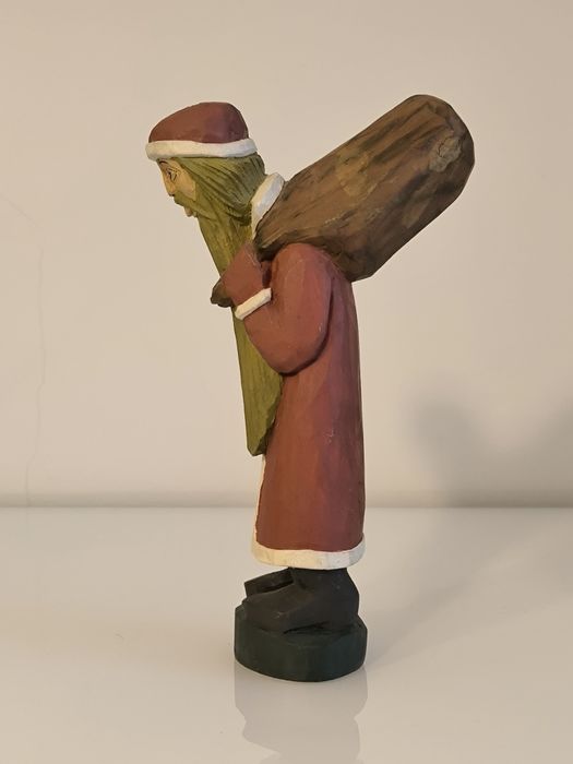 Rzeźba ludowa drewniana Sygnowana Stanisław Suska Święty Mikołaj