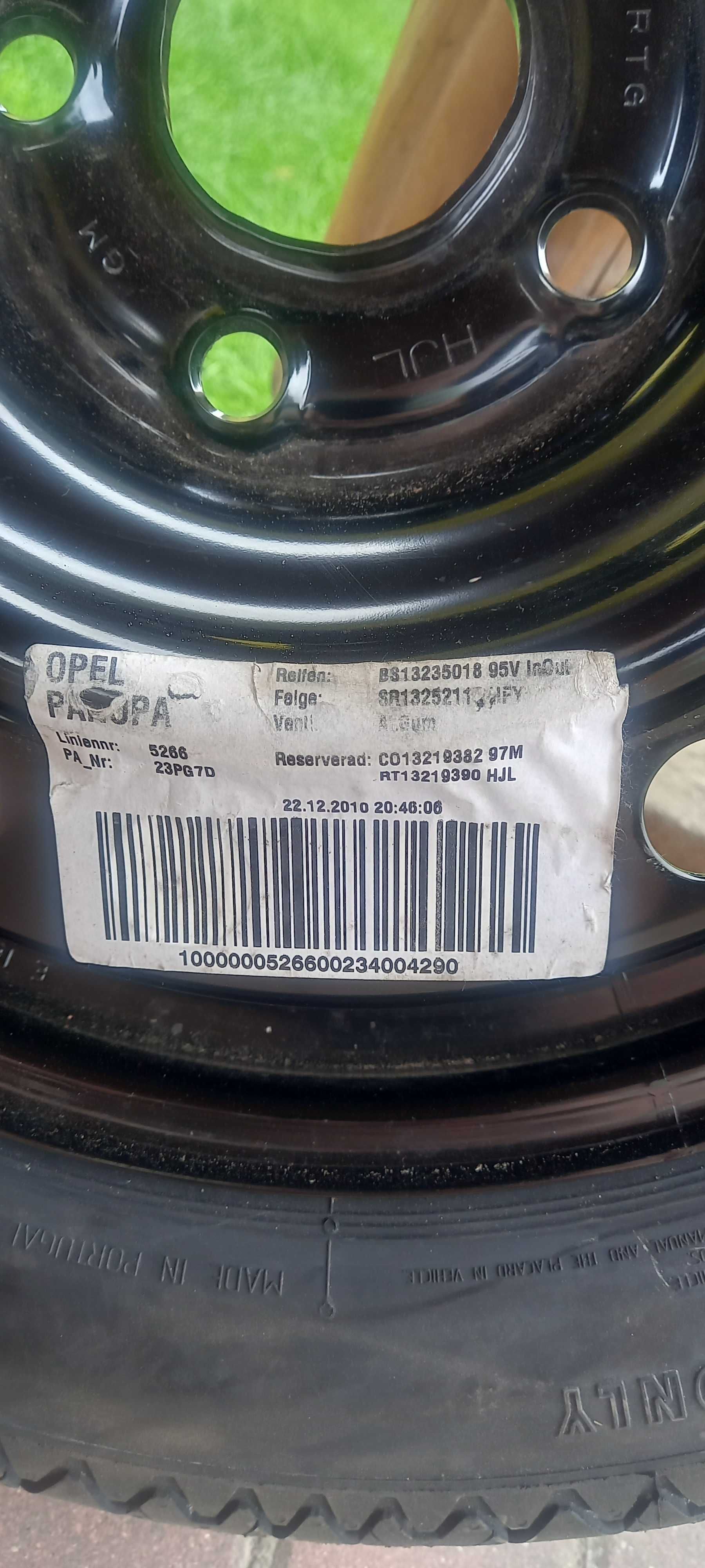Koło dojazdowe Opel Astra J 2009/2014