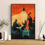Plakat Na Tkaninie Bez Ramki - Stylowa Scena Jazzowego