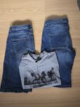 Zestaw:  2 szt. Spodenki  jeansy Diverse r.34 plus T-shirt