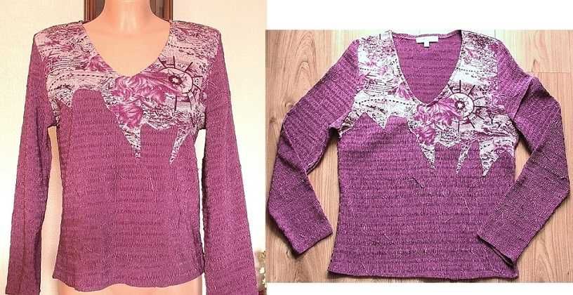 różowa gofrowana bluzka z dekoltem sweterek