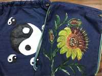 джинсовый рюкзак, ручная роспись