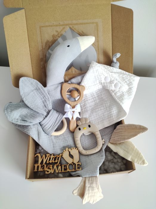 Zestaw Prezentowy baby shower narodziny chrzest prezent baby box gęś