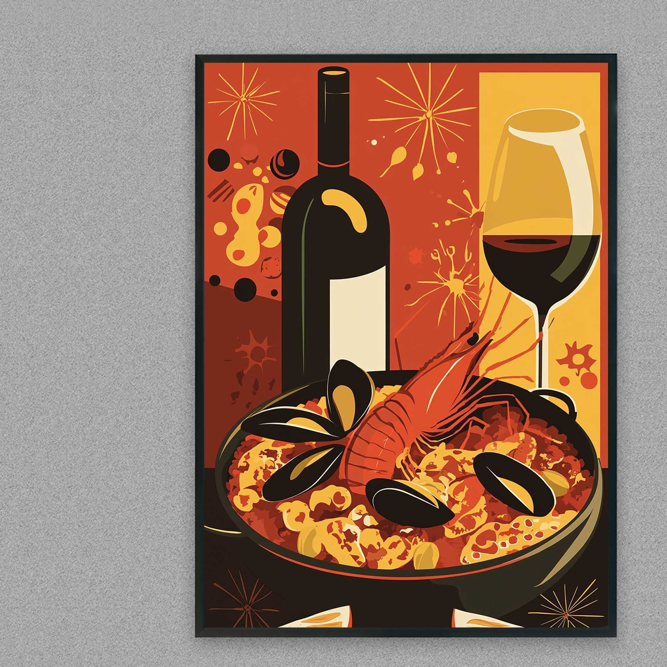 plakat reklamowy owoce morze do restauracji i baru, owoce morza plakat