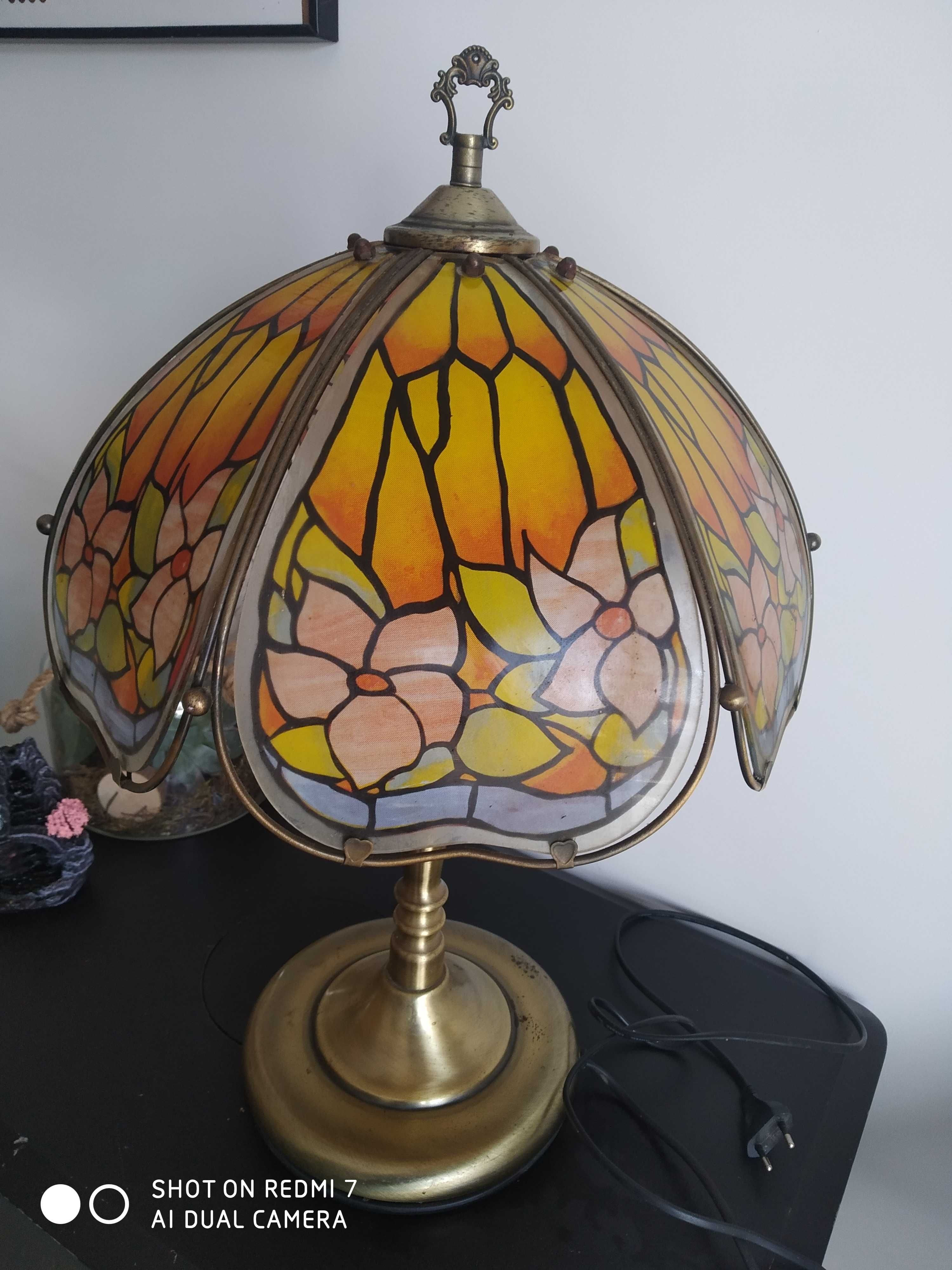 Lampa secesyjna w stylu Tiffany Mosiądz