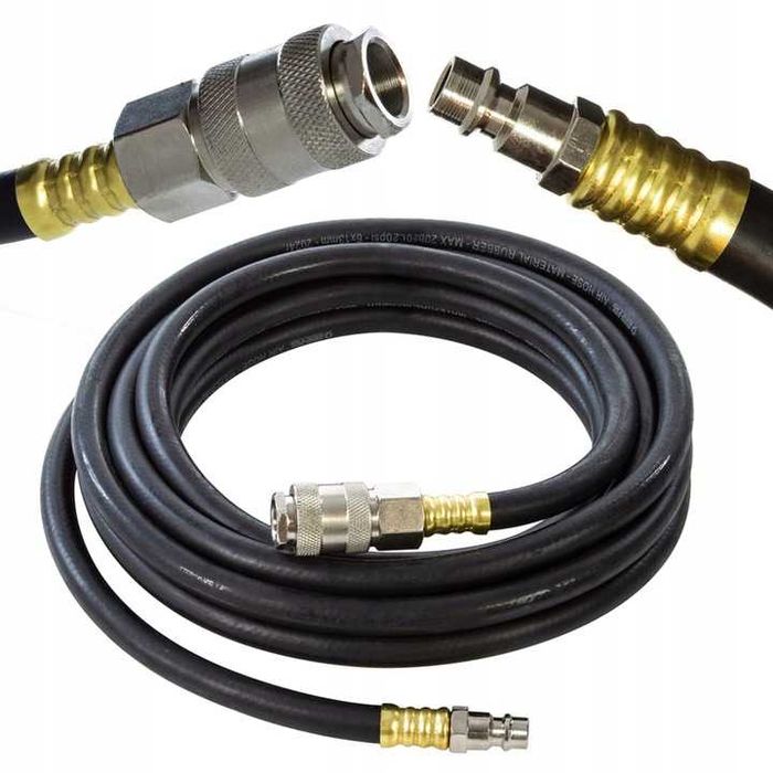 Wąż GUMOWY przewód PNEUMATYCZNY 6x13 5m miękki do Kompresora Czarny