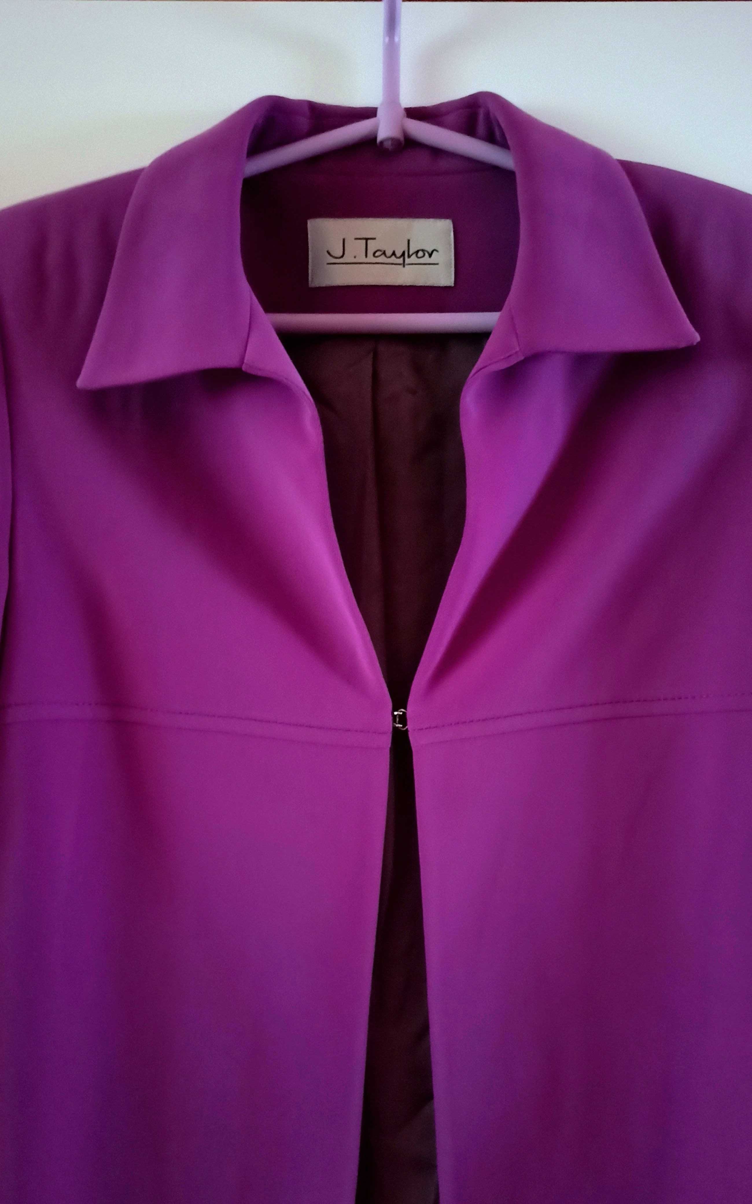 Elegancki fioletowy komplet marynarka żakiet sukienka J. Taylor retro