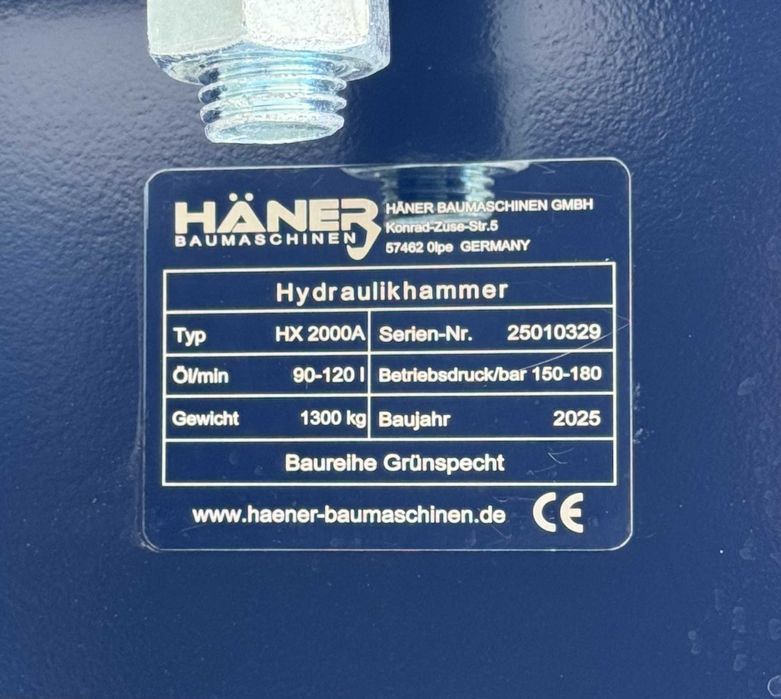 2025 Haner HX 2000A Martelo Hidráulico E. 15-24 t. (novo)