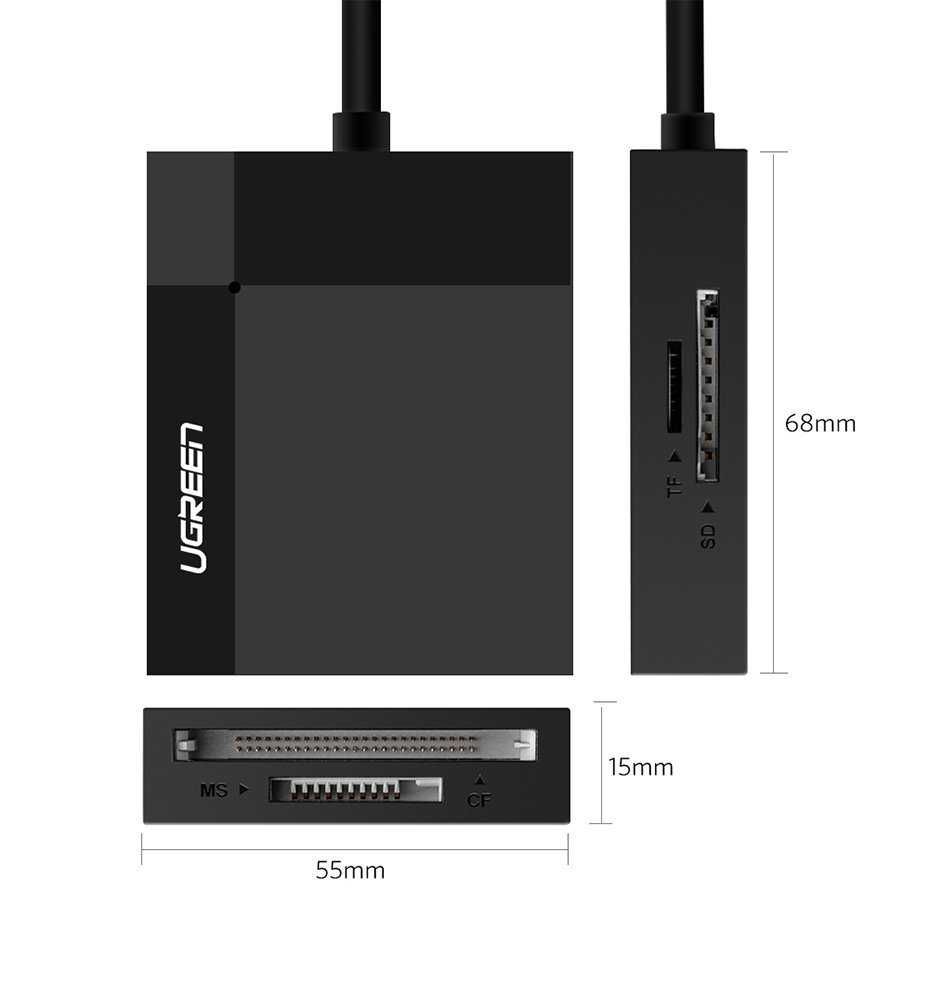 NOVO Leitor de Cartão Ugreen USB 3.0 SD /micro SD/CF/MS