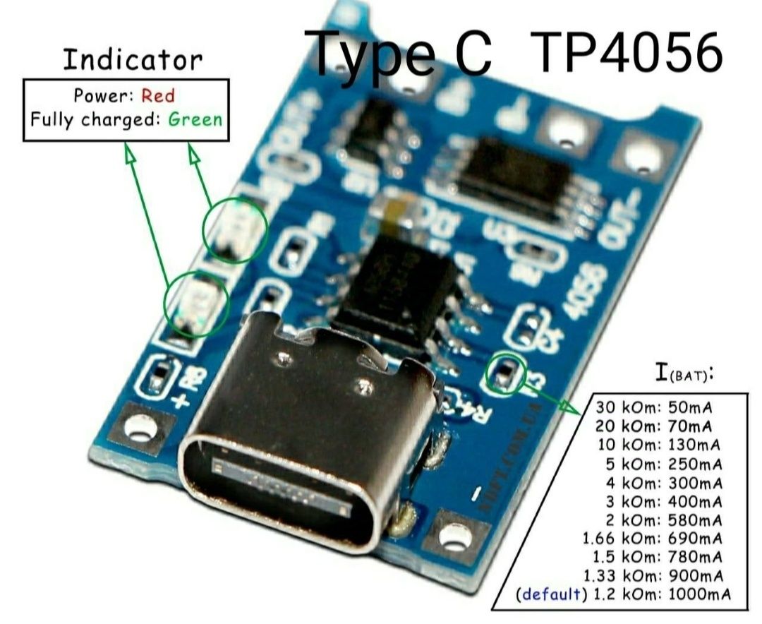 Контроллер заряда Li-lon для 18650 TP 4056 4.2B 1A/IP2312 4.2B 3A