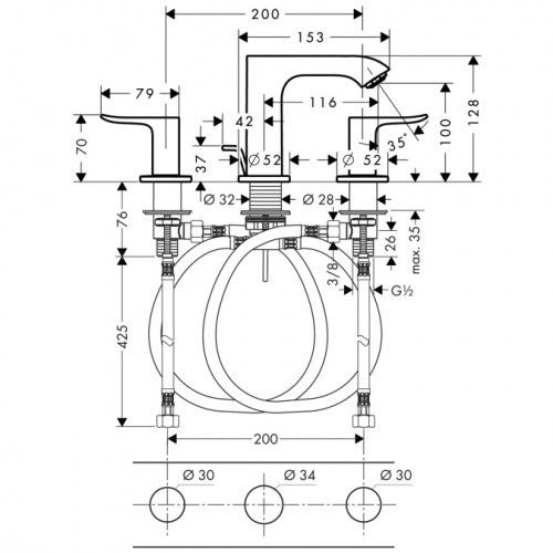 Смеситель для раковины HANSGROHE METRIS ХРОМ