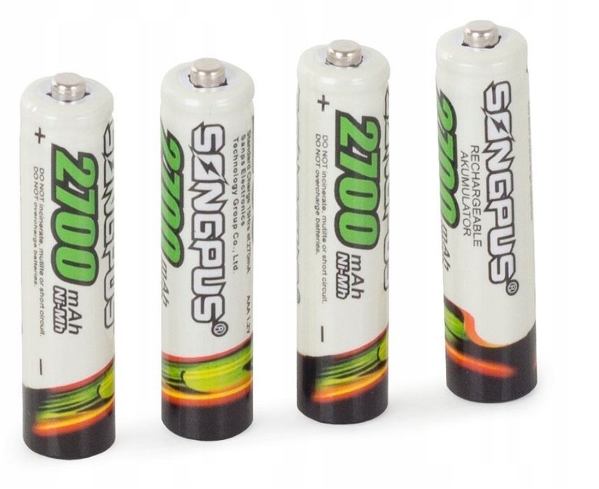 Akumulatory AAA LR3 baterie 2700mAh 4szt cienkie paluszki akumulatorki