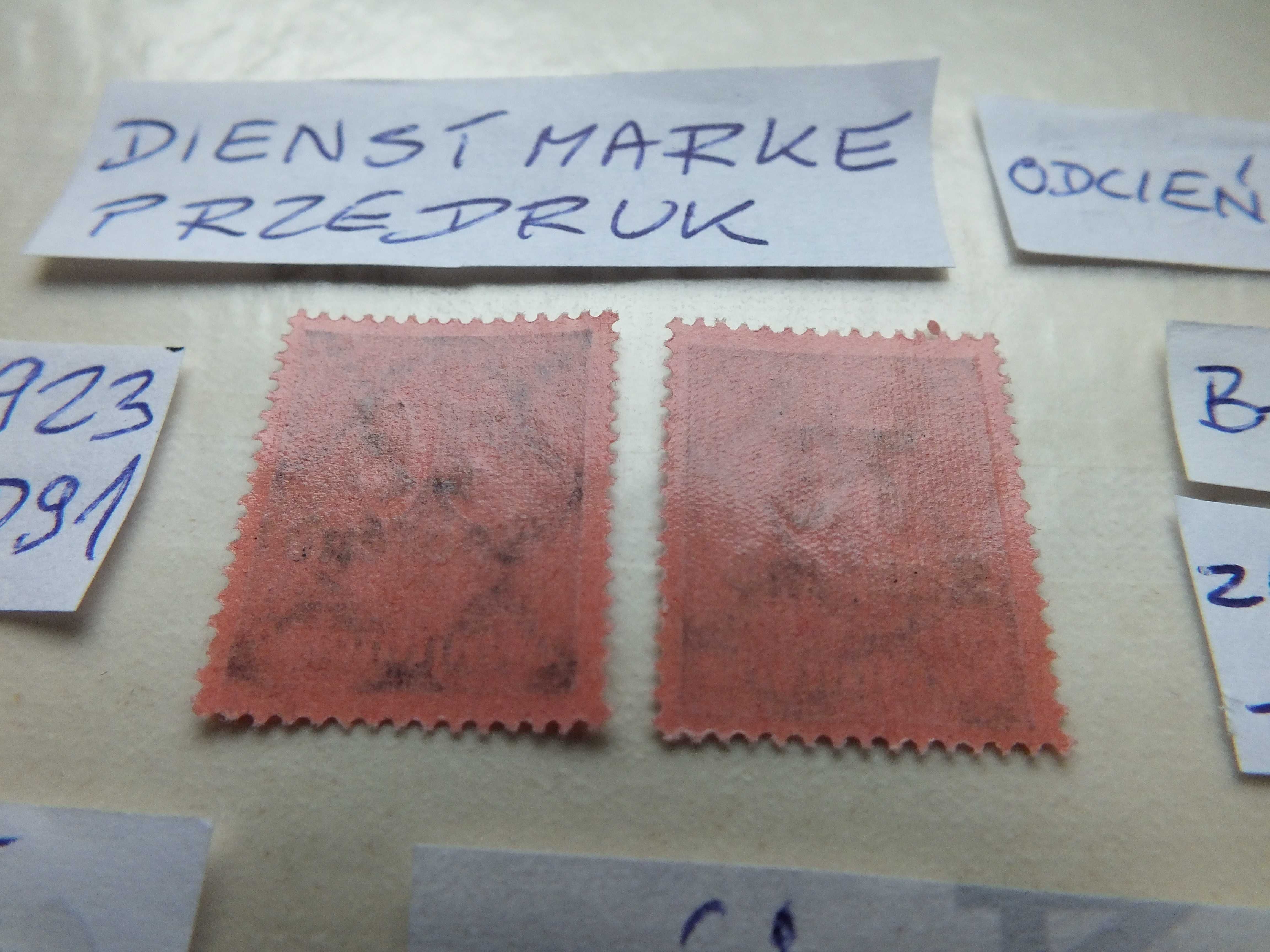2szt. znaczki Mi D91 odcień BŁĄD Niemcy 1923r. CYFRY czyste ** DIENST