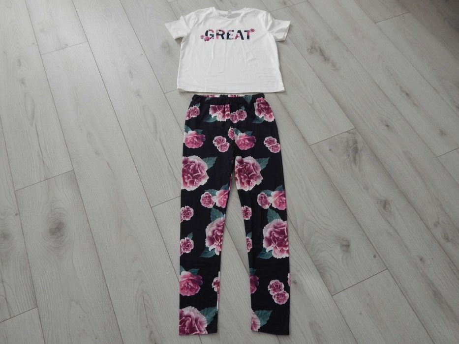 Komplet leginsy + koszulka rozm. 140