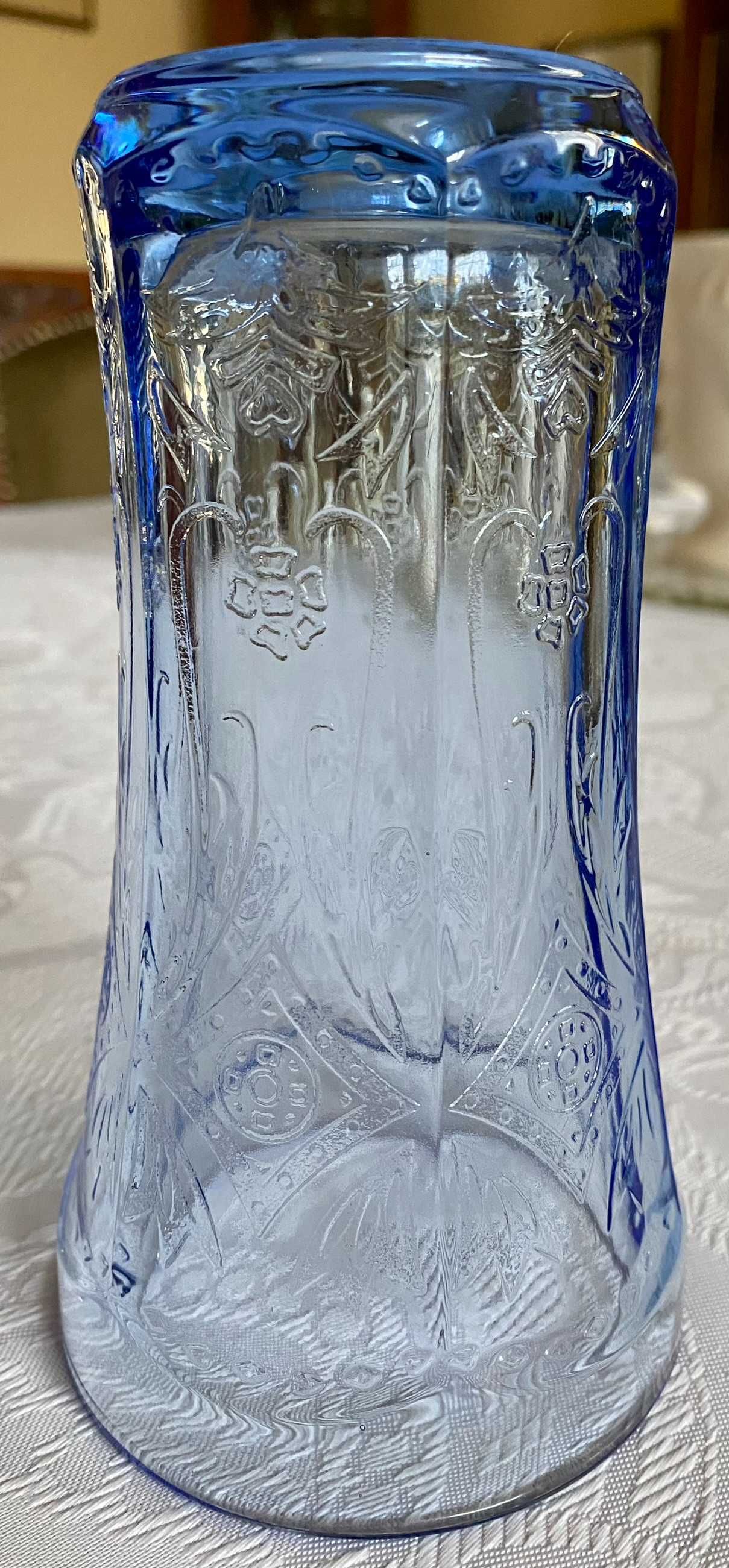 Indiana Glass Co. chabrowy wazonik ze zdobieniem