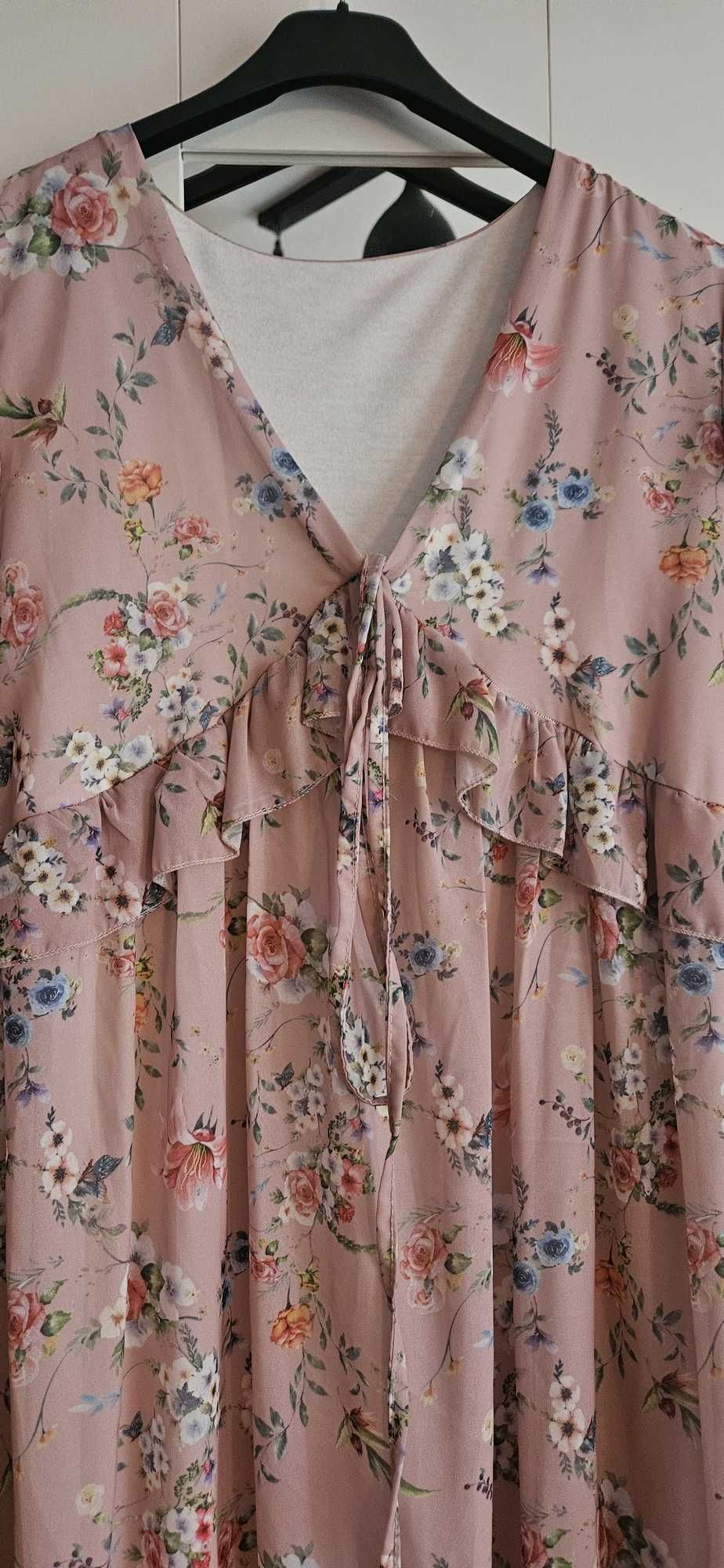 Moda włoska sukienka w kwiaty XL