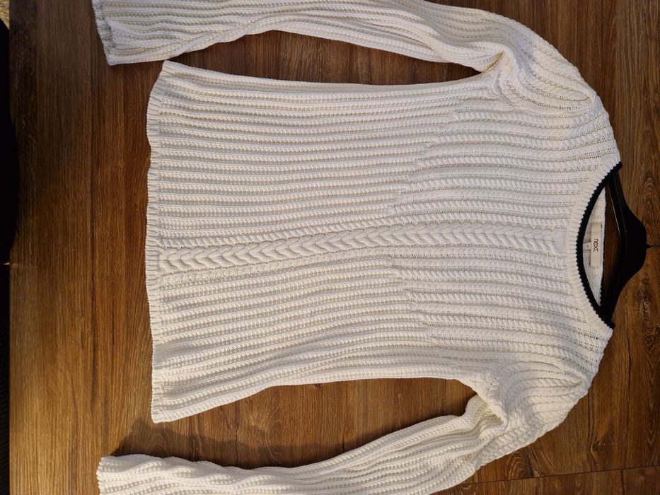 Biały bawełniany sweterek Next, r. S/M