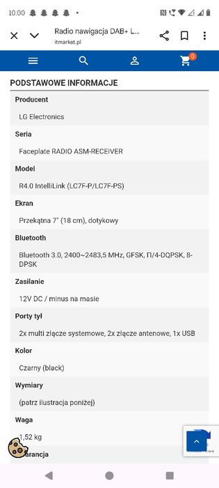 Stacja multimedialna LG opel chevrolet