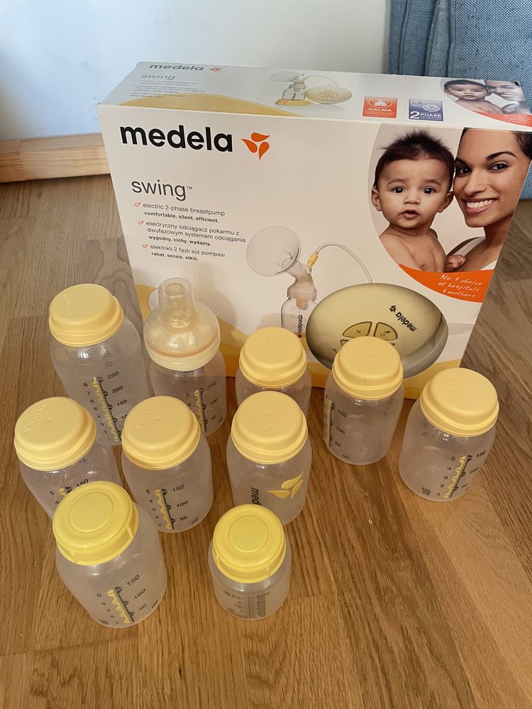 Laktator Medela Swing + 10 butelek