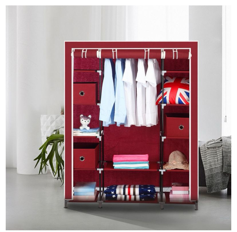 Тканевый шкаф для одежды с металическим каркасом 175*135*45см Storage