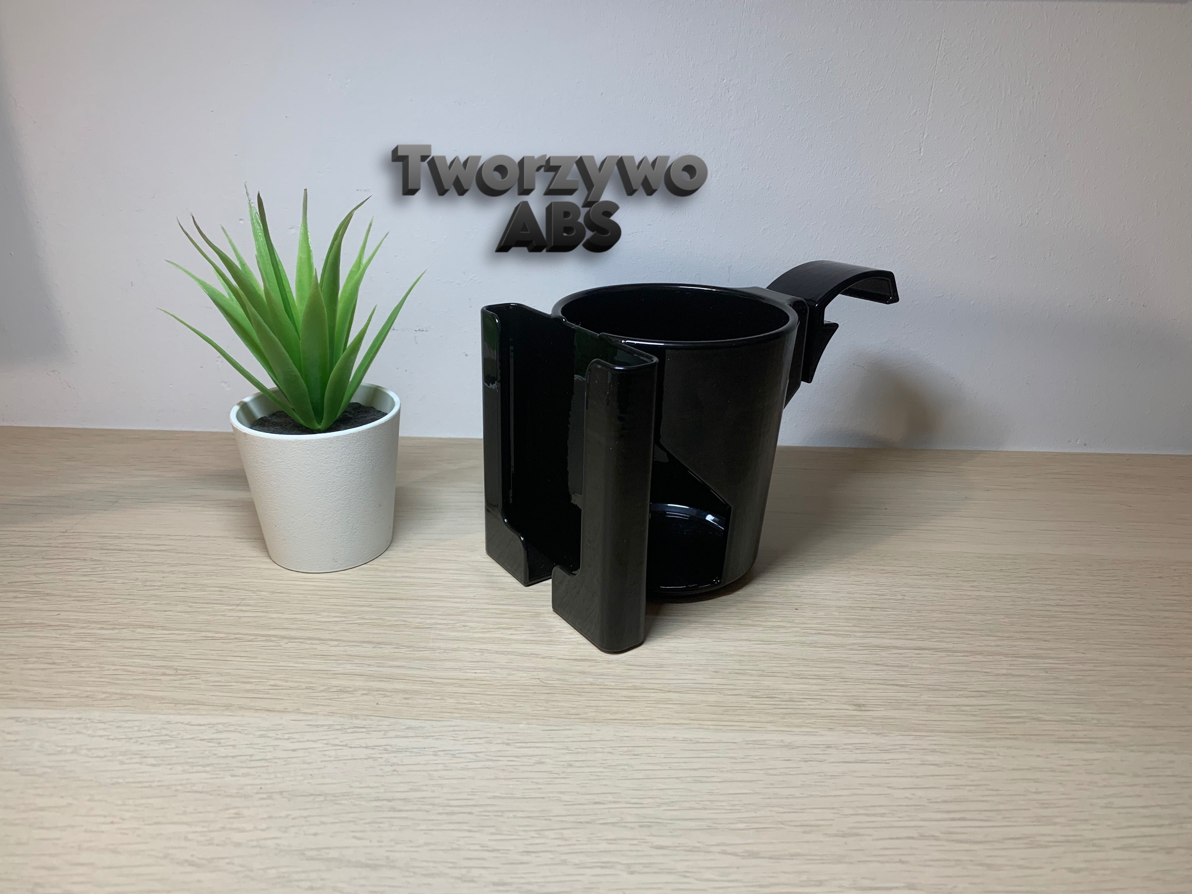 Uchwyt na kubek i telefon 2w1 cup holder ABS do wózka THULE połysk