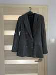 Marynarka Zara XS krata tweedowa szary czarny must have guziki