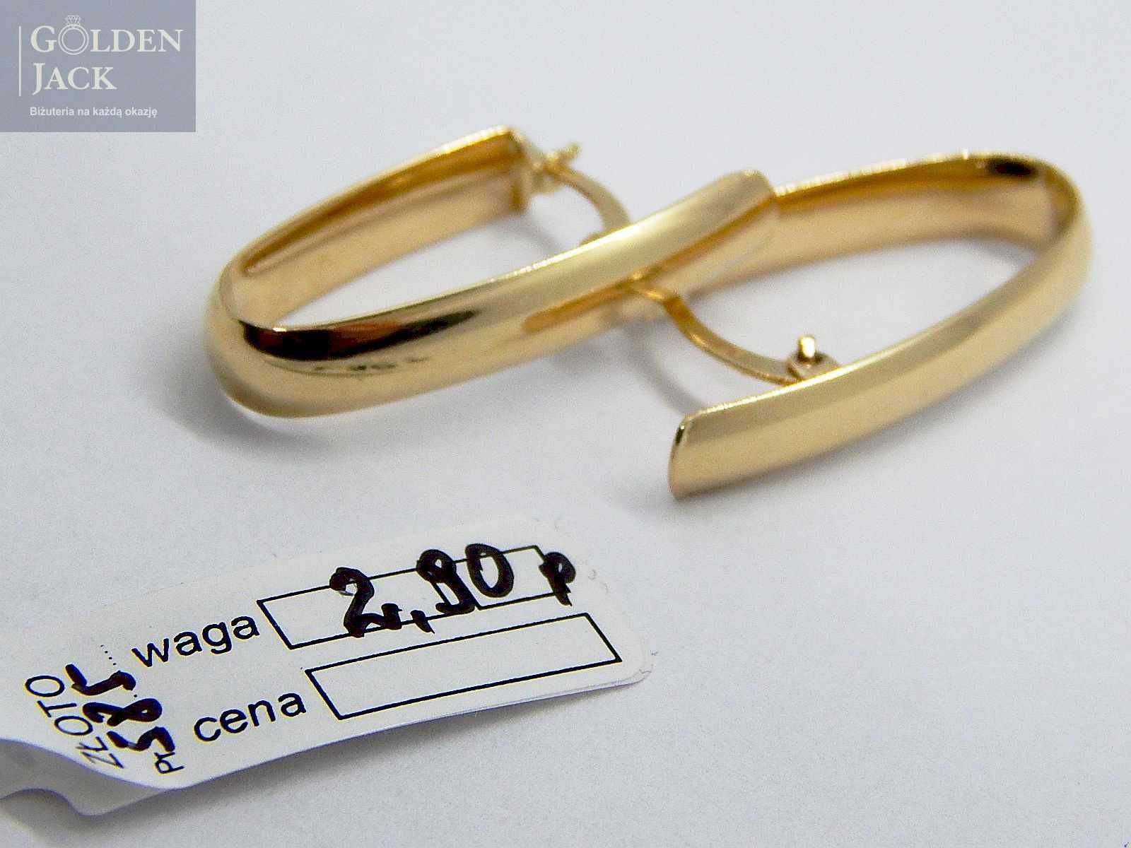 Złote kolczyki gładkie podłużne Koła angielskie z. złoto pr. 585 4,6cm