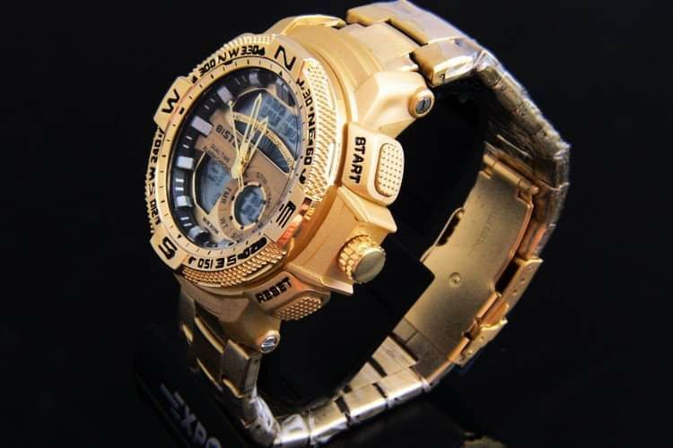 Pozłacany zegarek męski kwarcowy na bransolecie stal nierdzewna ‼️‼️