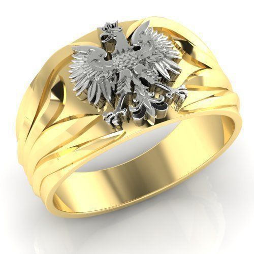 Pierścień sygnet z orzełkiem próba 585 godło złoty patriotyczny